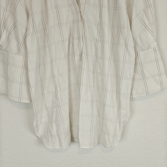 Anthropologie Textured Cotton Peasant Blouse Ivory Boho Minaminlist Relaxed Top - Picture 5 of 16